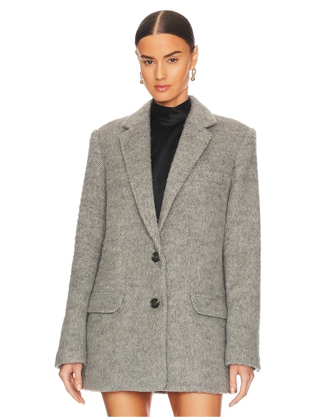 Helmut Lang Oversized Wool Blend‎ Blazer in Grey Melange